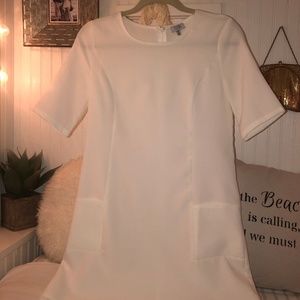 Tobi White Short-Sleeve Mini Pocket Dress